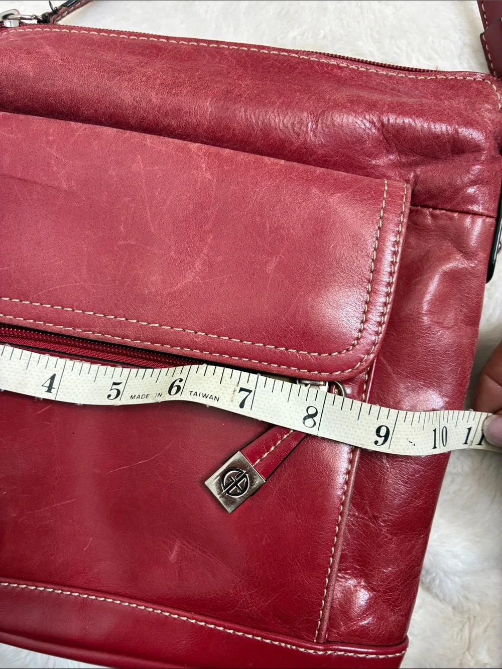 Giani Bernini Red Leather Crossbody with Front Flap Pocket